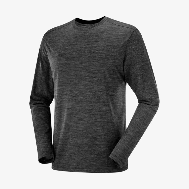 Pánské Tričko Salomon Outlife Merino Blend Long Sleeve Černé | CZ 58OPNKQ